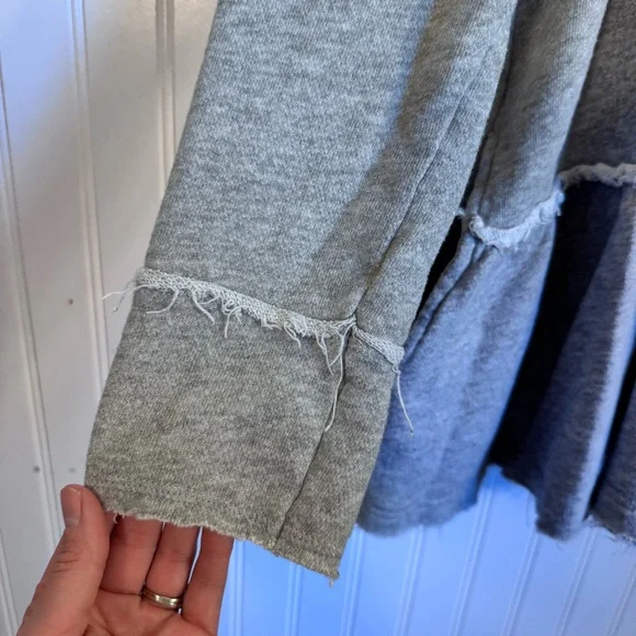 Free People Tiered Trapeze Zip-Up Hoodie Swearer Gray  Women’s Size Small - Picture 6 of 12